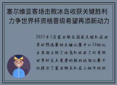 塞尔维亚客场击败冰岛收获关键胜利 力争世界杯资格晋级希望再添新动力